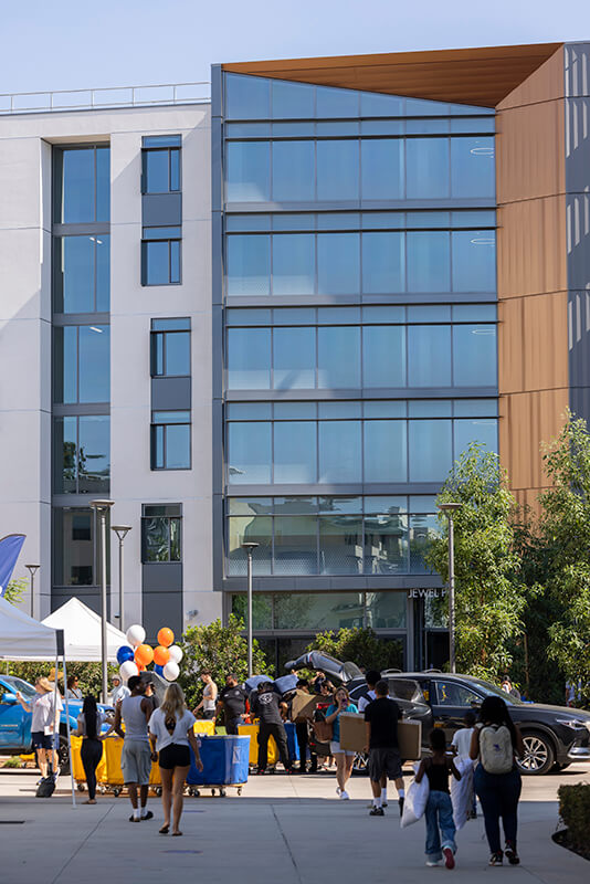 Students move in to Jewel Plummer Cobb Hall.