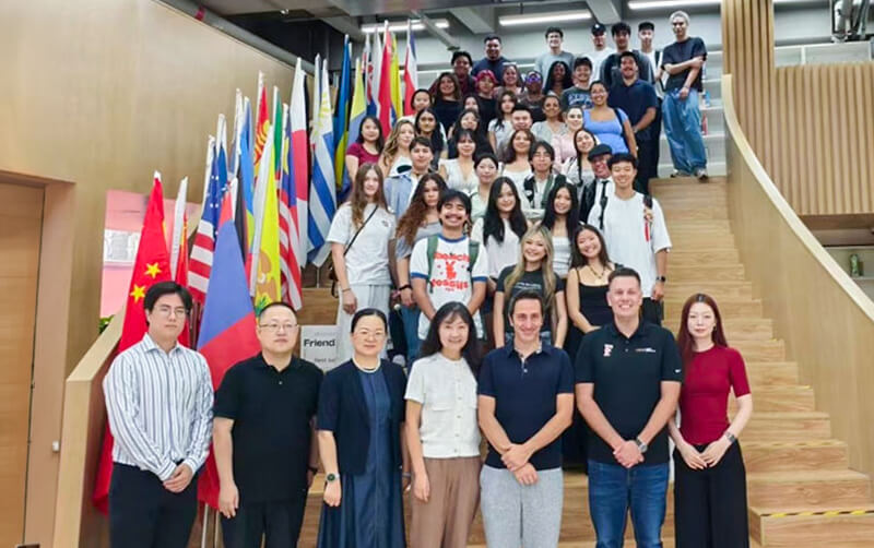 CSUF students pose for a group photo during a 2026 summer study abroad trip to Shanghai and Beijing.