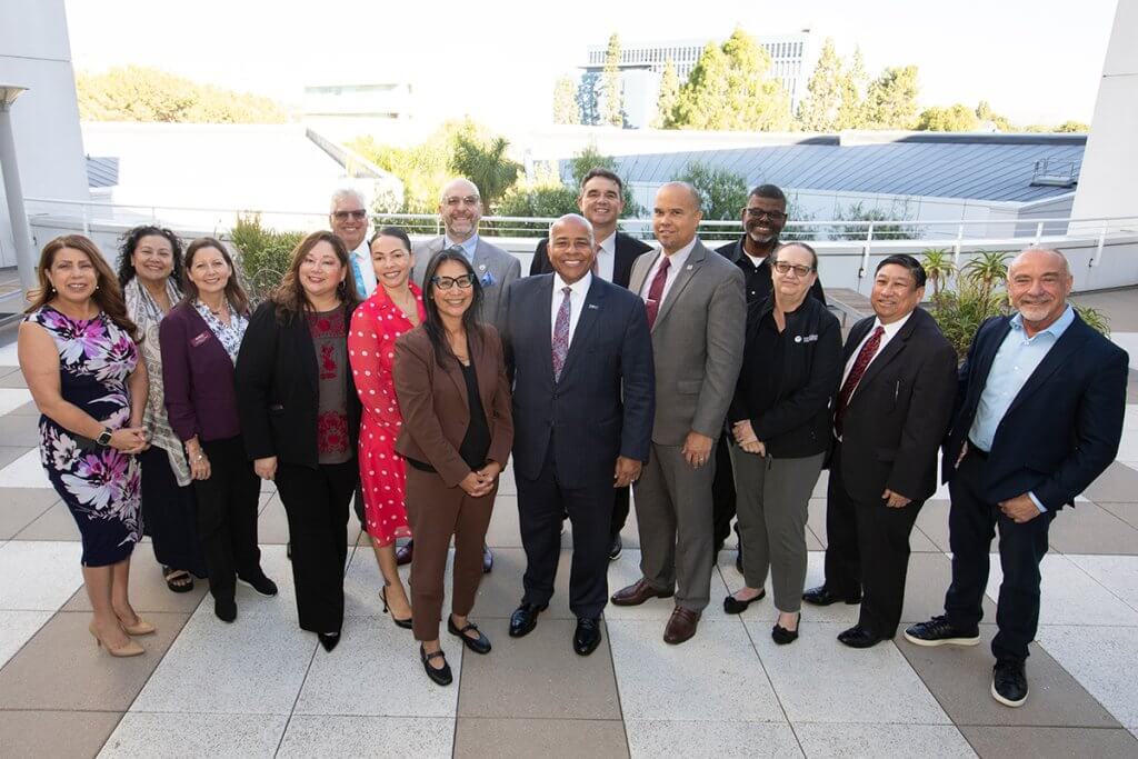 Group photo of community college presidents and CSUF President Ronald Rochon